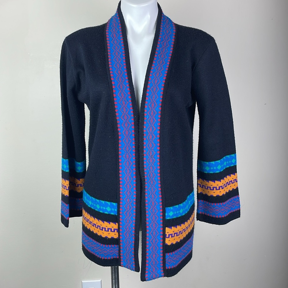 Vintage Union Made Open Front Cardigan Funky Stripe